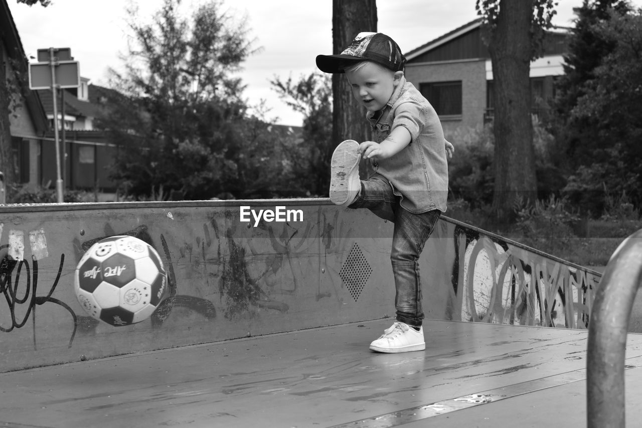 Boy playing on soccer