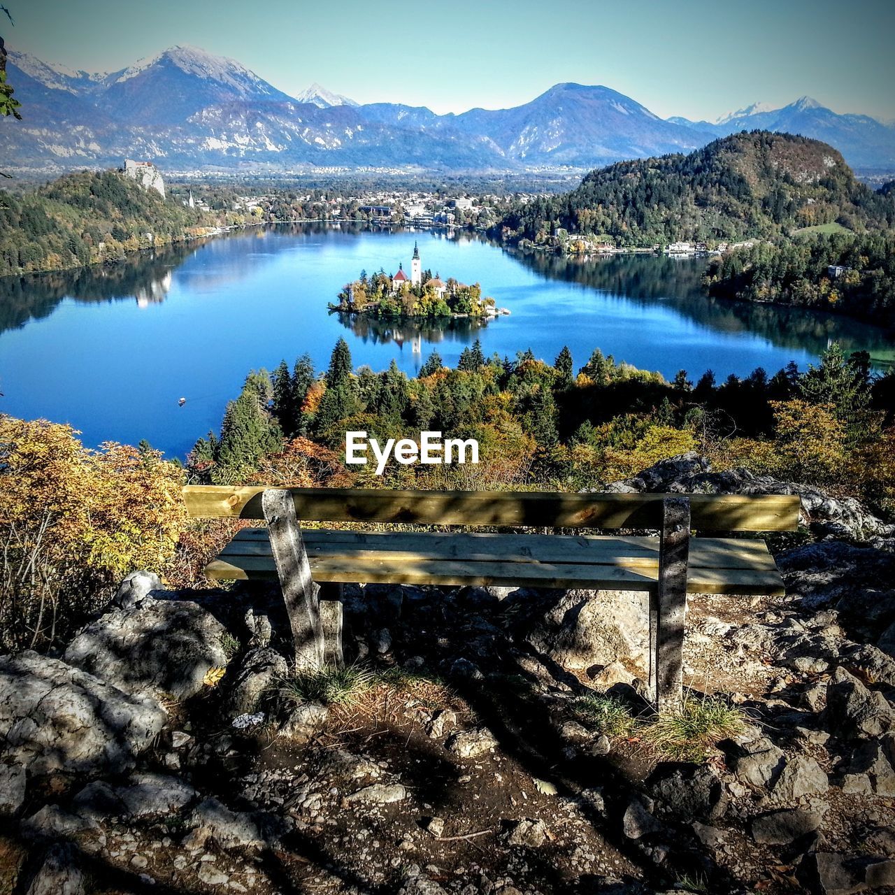 Scenic view of lake and mountains