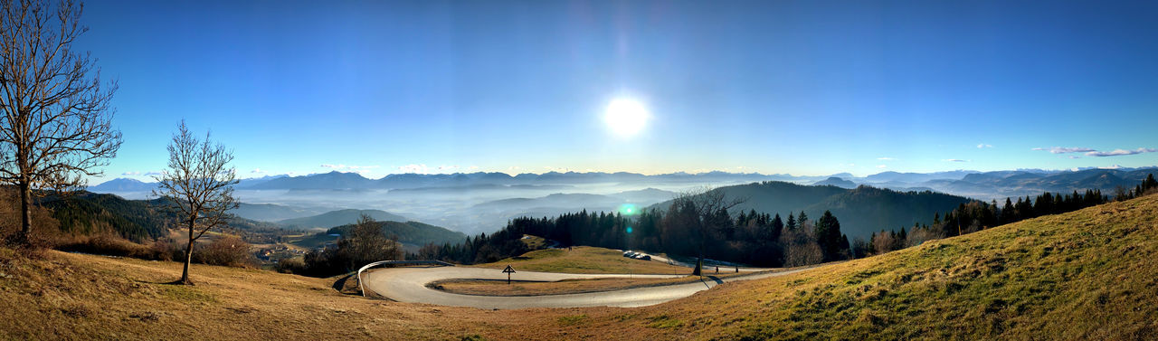 PANORAMIC VIEW OF LANDSCAPE AND MOUNTAINS AGAINST SKY