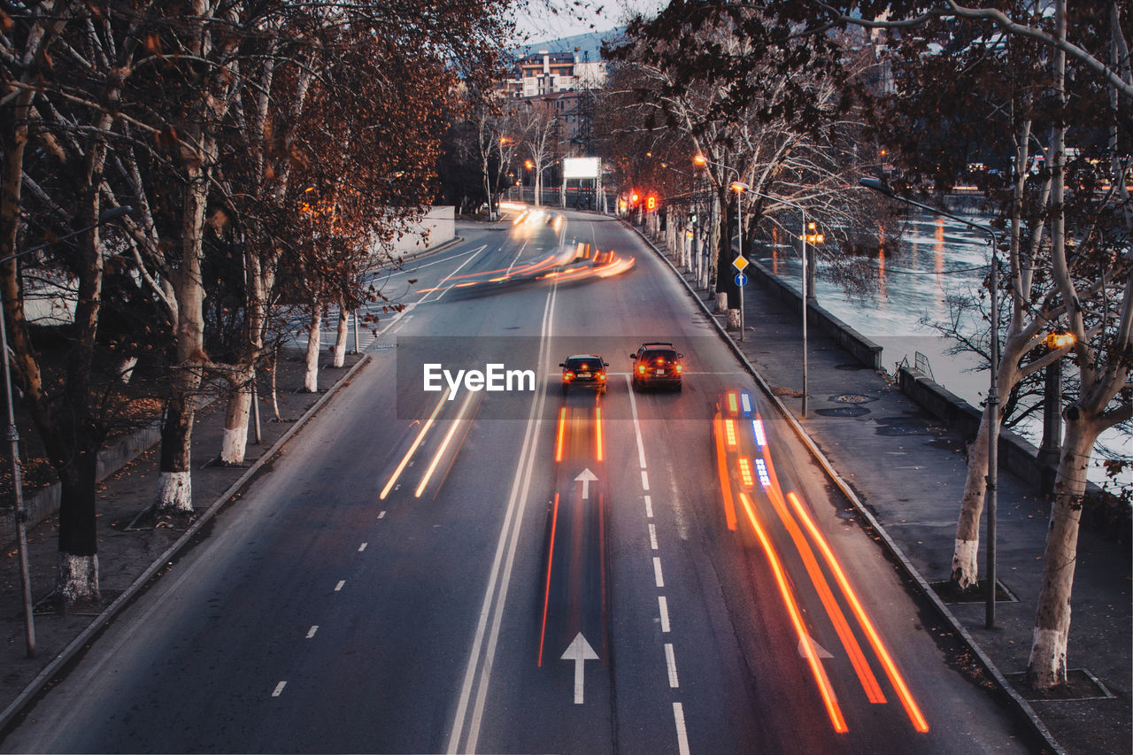 Cars moving on road in city