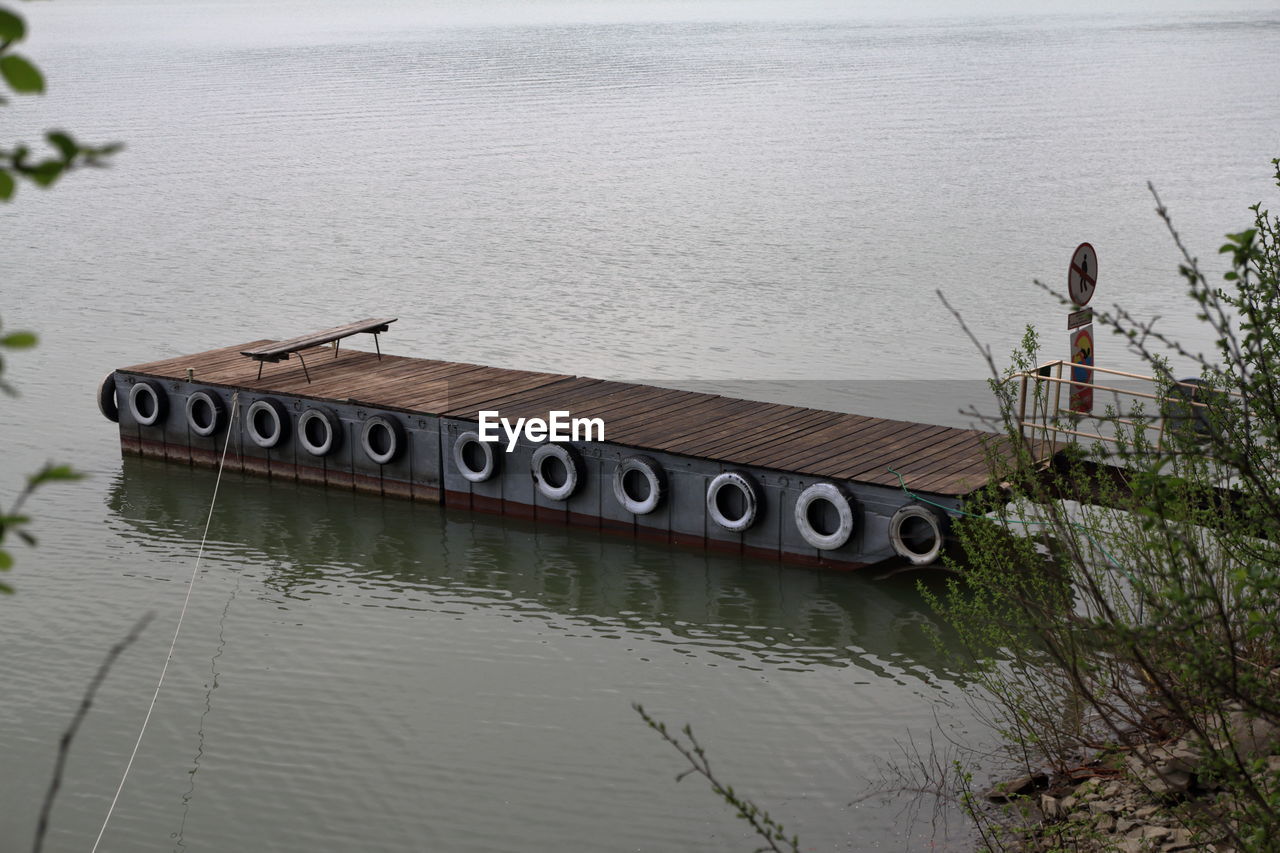 High angle view of pier over lake