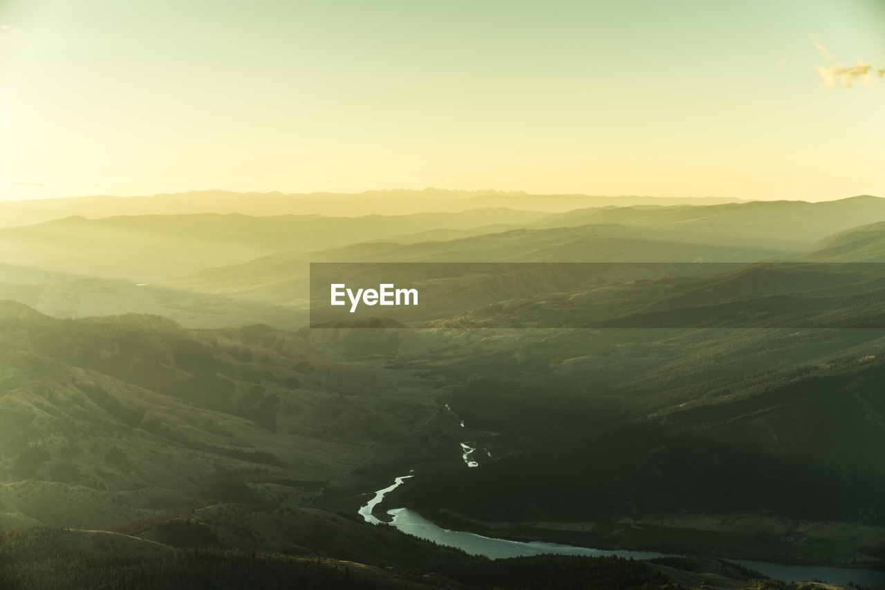 Aerial view of mountain range