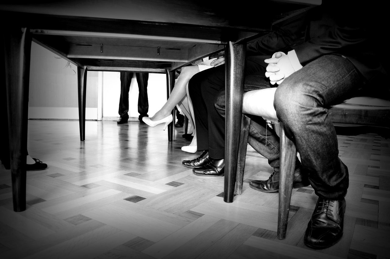 Low section of people in train