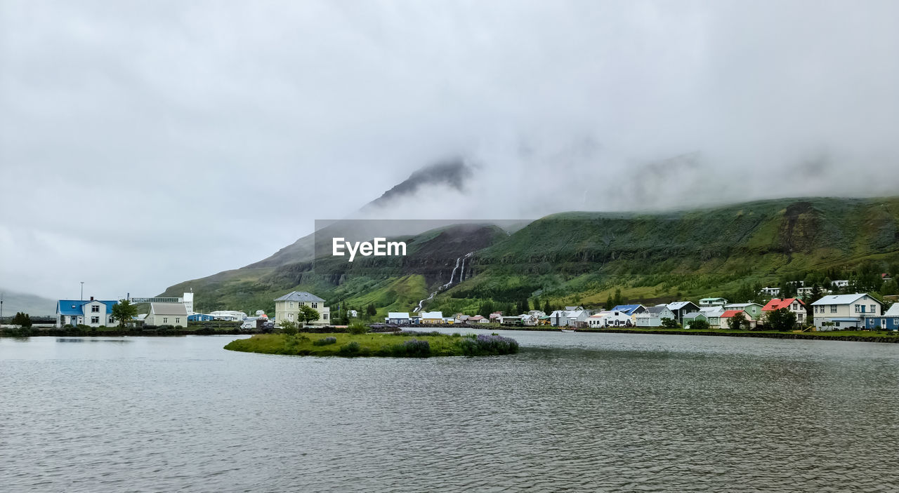 The famous town seydisfjordur with some typical icelandic buildings