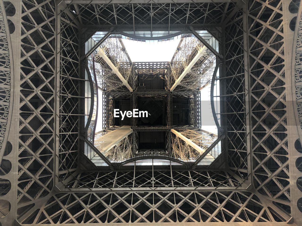 Low angle view of ceiling of eiffel tower 