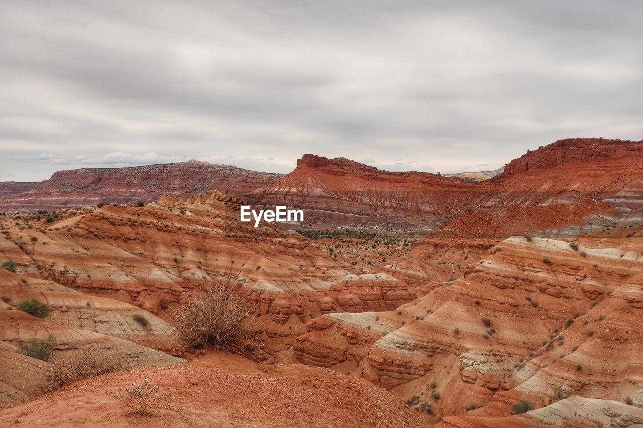 Scenic view of mountain against cloudy sky