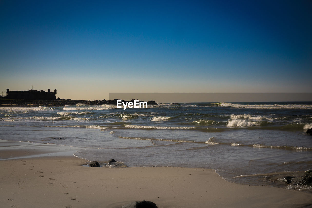 SCENIC VIEW OF BEACH AGAINST CLEAR SKY