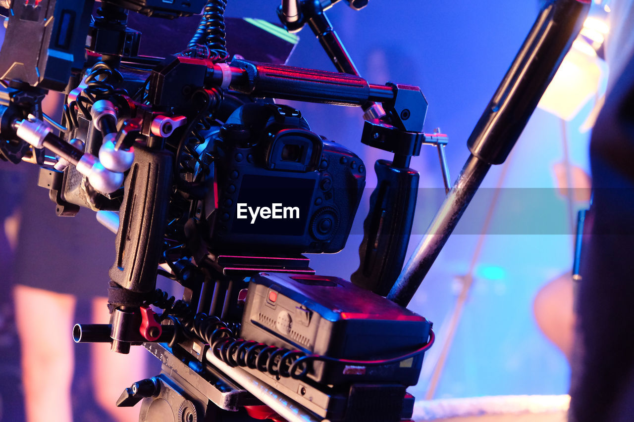 Film industry. filming with professional camera background