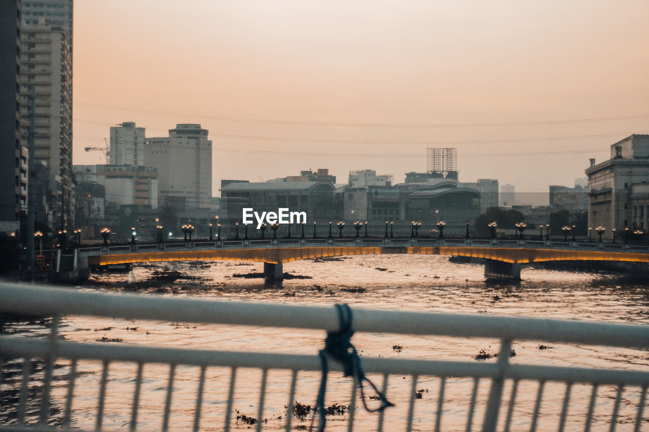 View of city at sunset