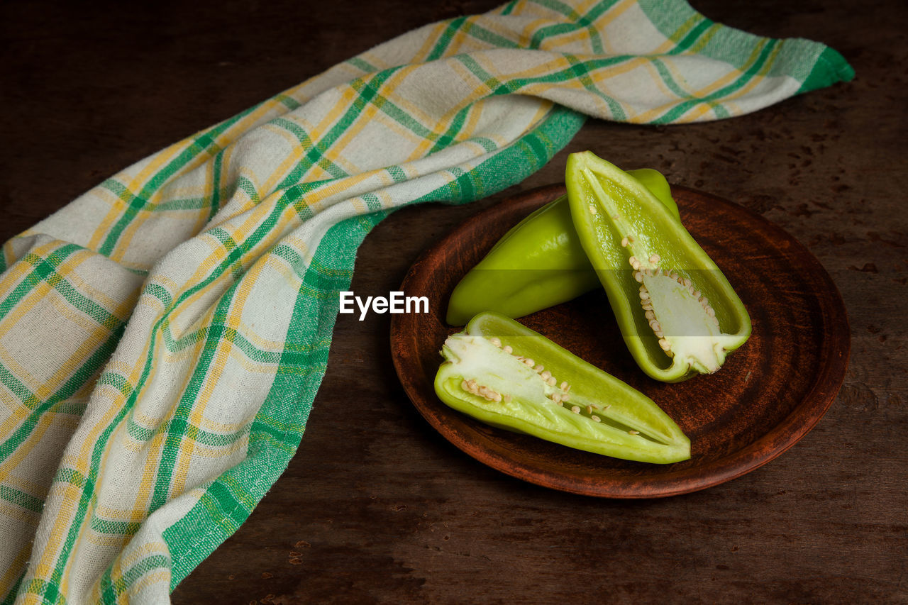 high angle view of food in plate