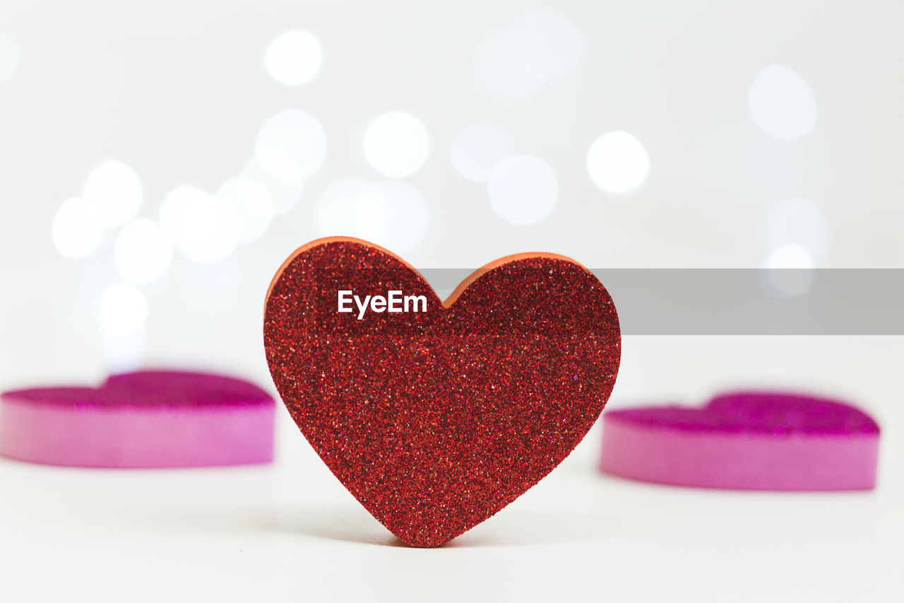 Close up view of glitter red heart - love hearts - love concept - valentine's heart