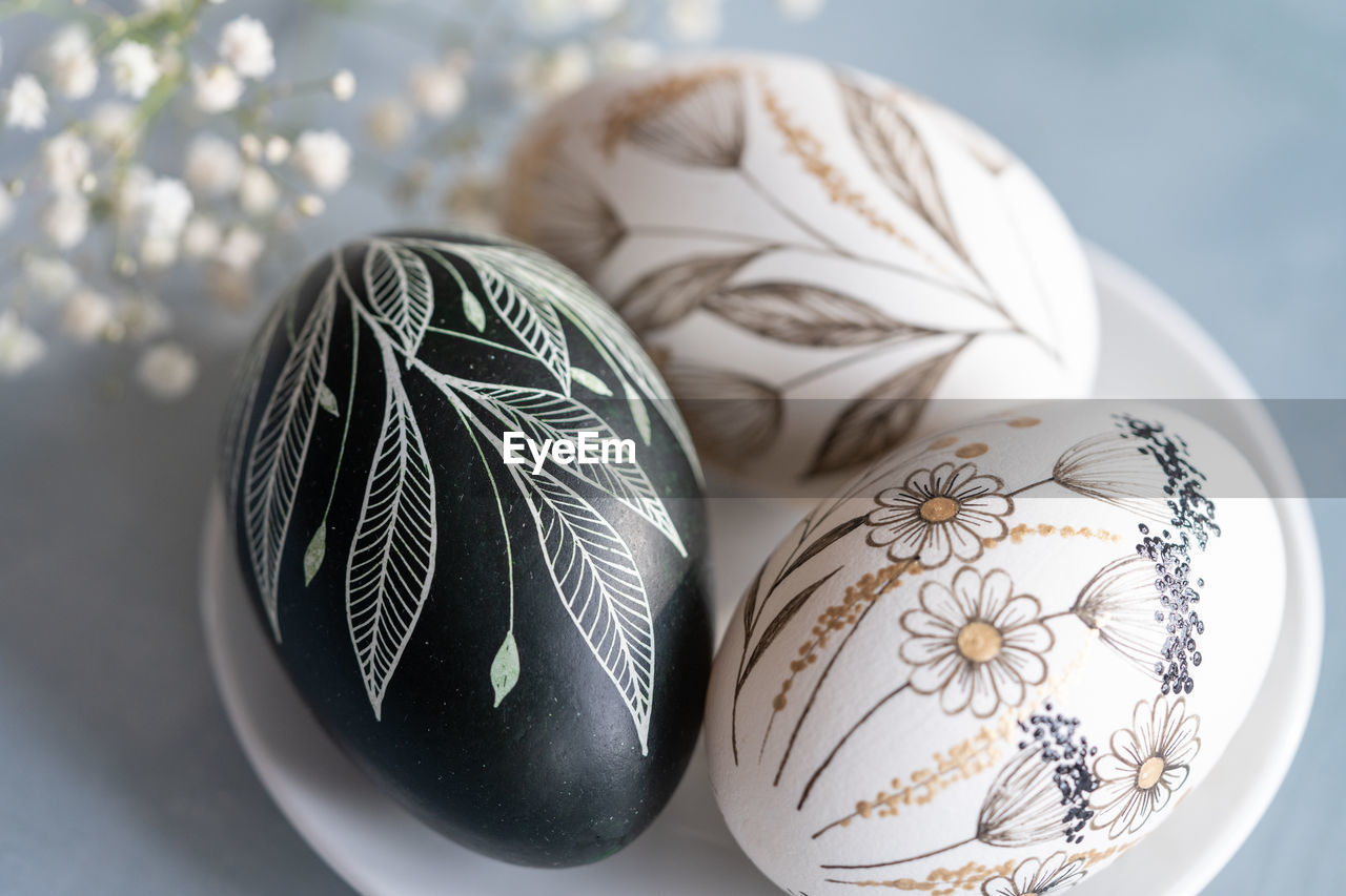 close-up of easter egg on table