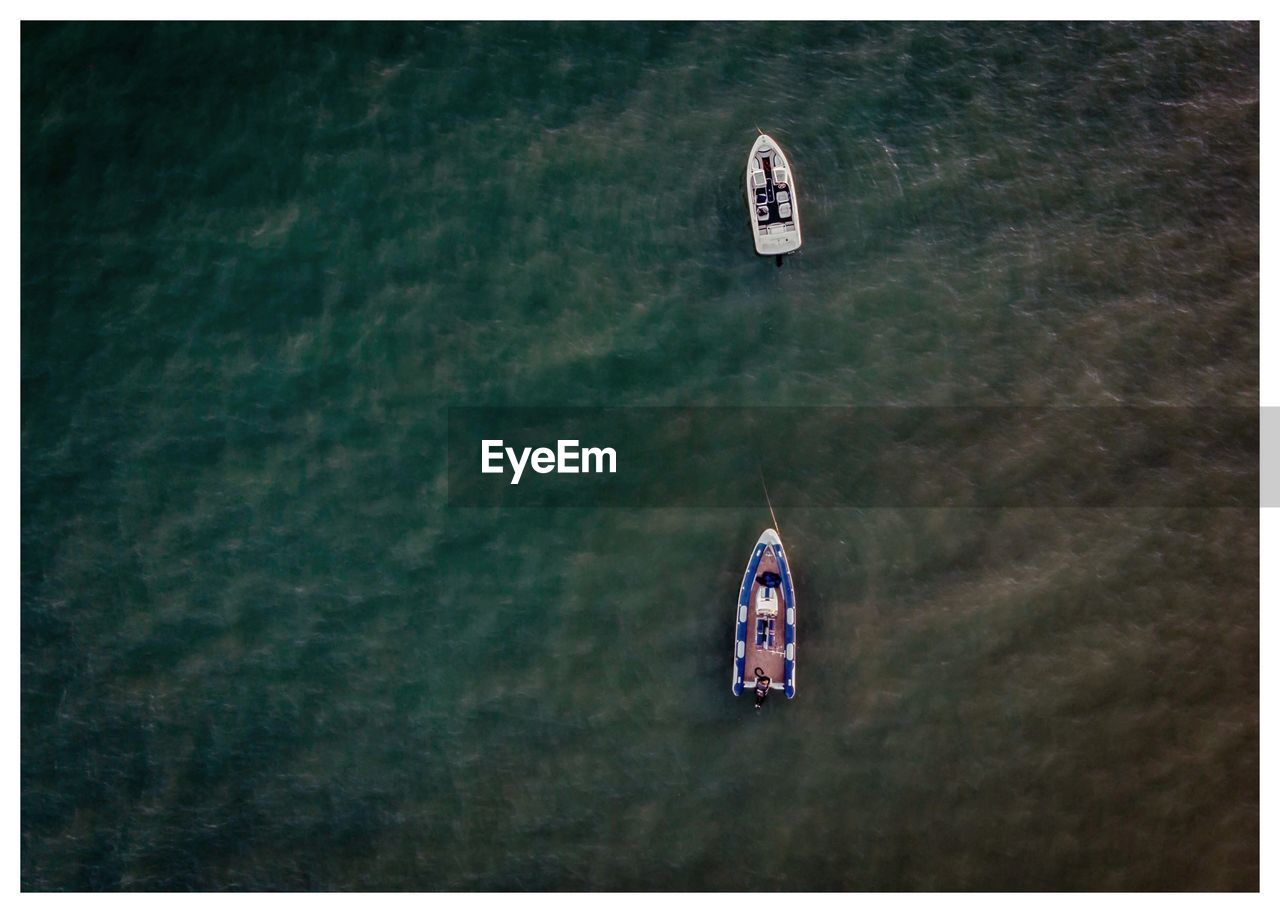 Aerial view of boats in sea 