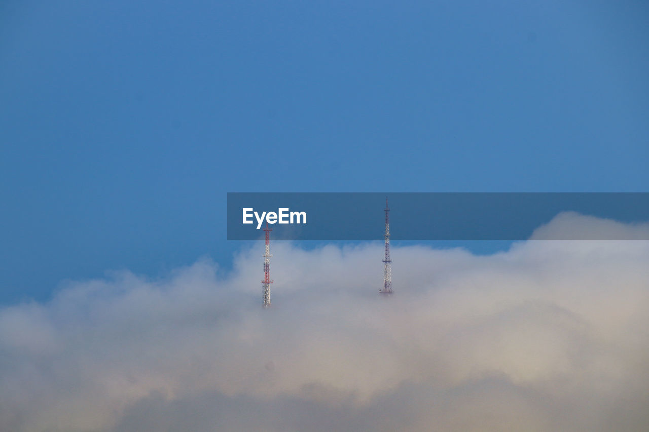 The tower above the clouds shows a rare situation.
