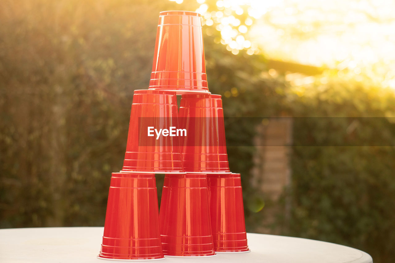 CLOSE-UP OF RED WINE ON TABLE AT YARD