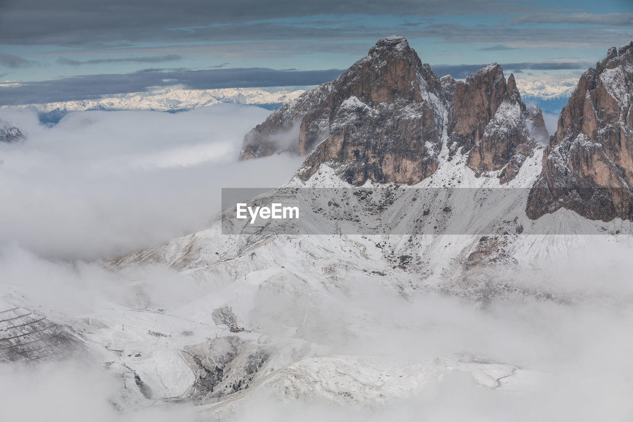 View from sass pordoi, dolomites. italy