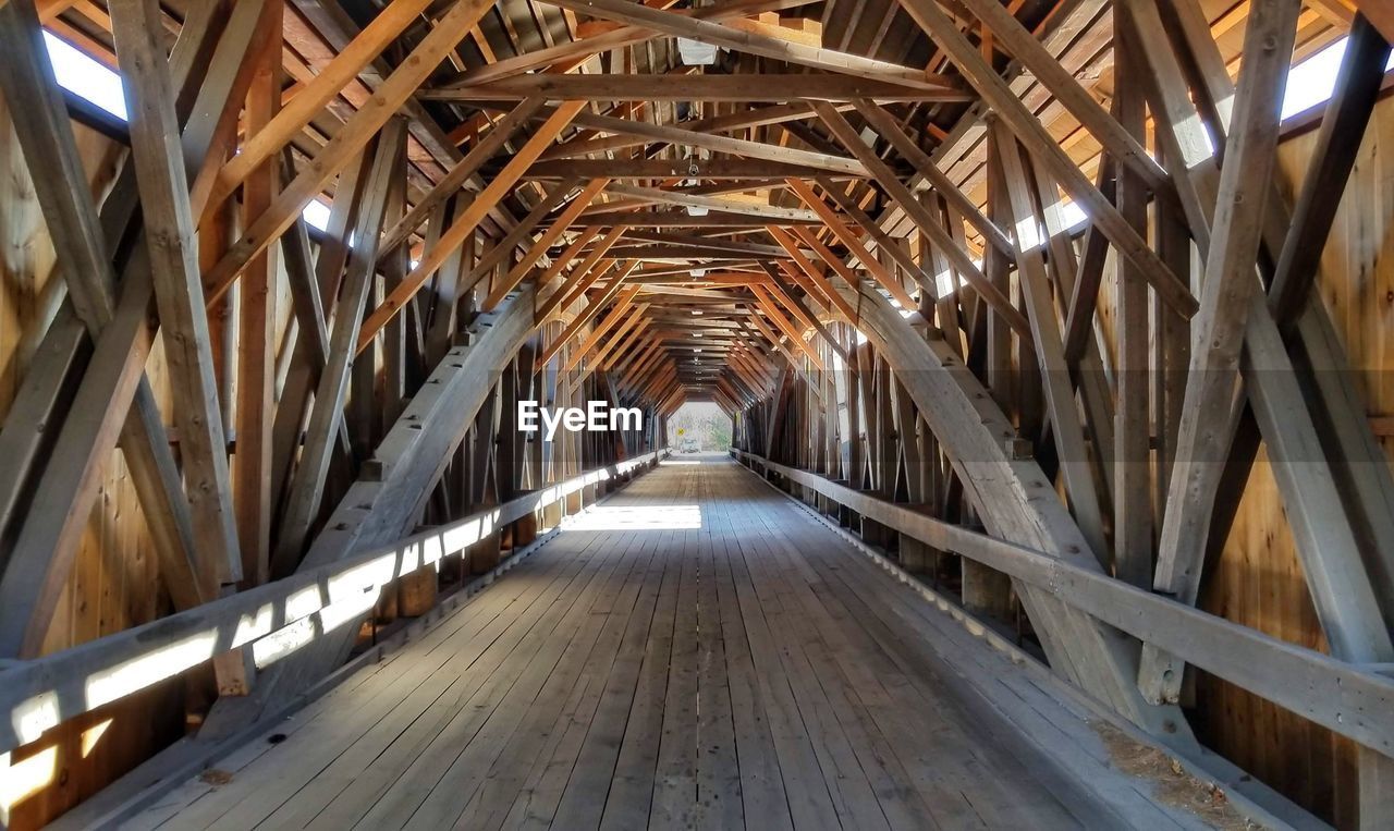 architecture, built structure, the way forward, indoors, diminishing perspective, wood, bridge, ceiling, no people, day, transportation, building, travel destinations, vanishing point, travel