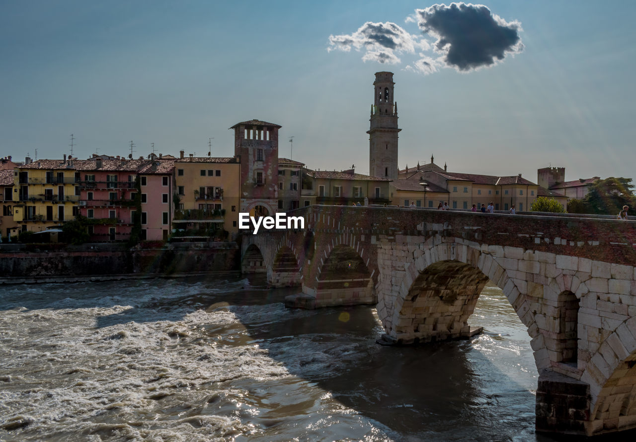 Bridge over river against sky