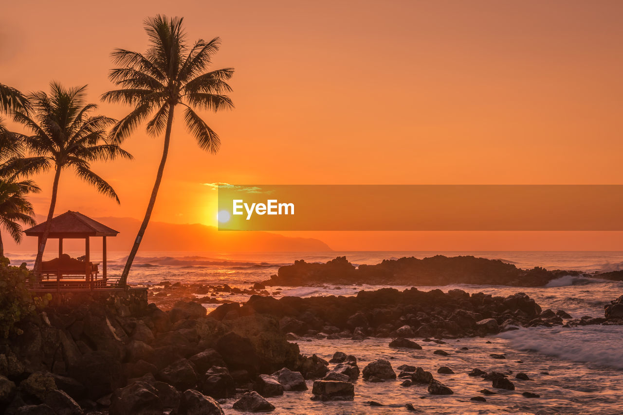 SCENIC VIEW OF BEACH DURING SUNSET