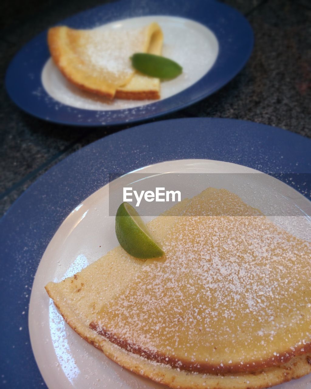 Close-up of dessert served in plates