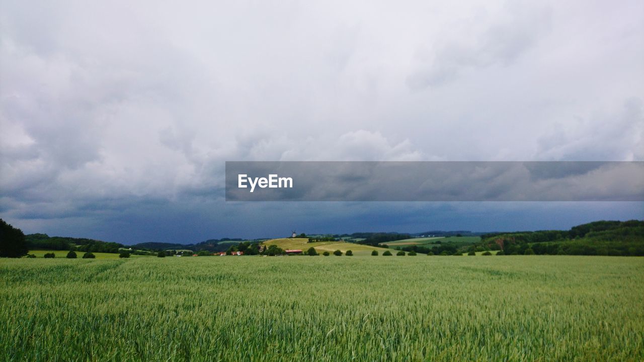 Thunderstorm ahead - threatening dark clouds at the horizon 