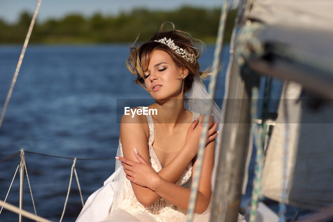 Bride on a sailing yacht