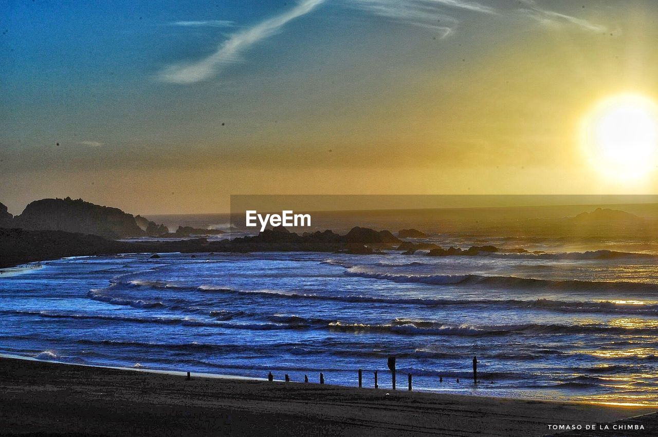 SCENIC VIEW OF BEACH DURING SUNSET