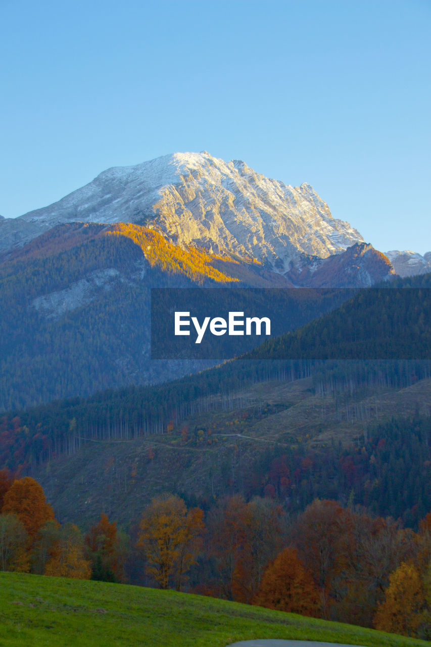 Scenic view of mountains against clear sky