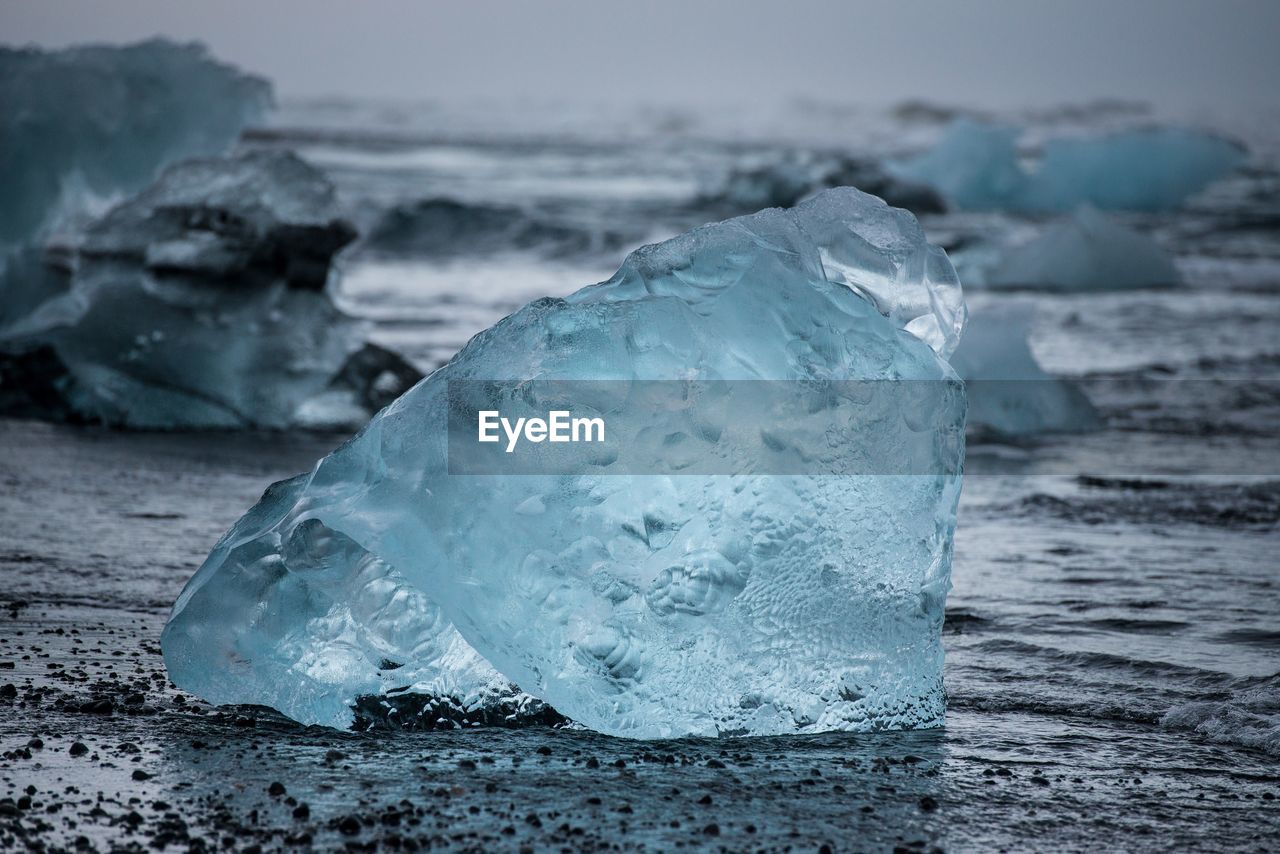 CLOSE-UP OF ICE CUBES