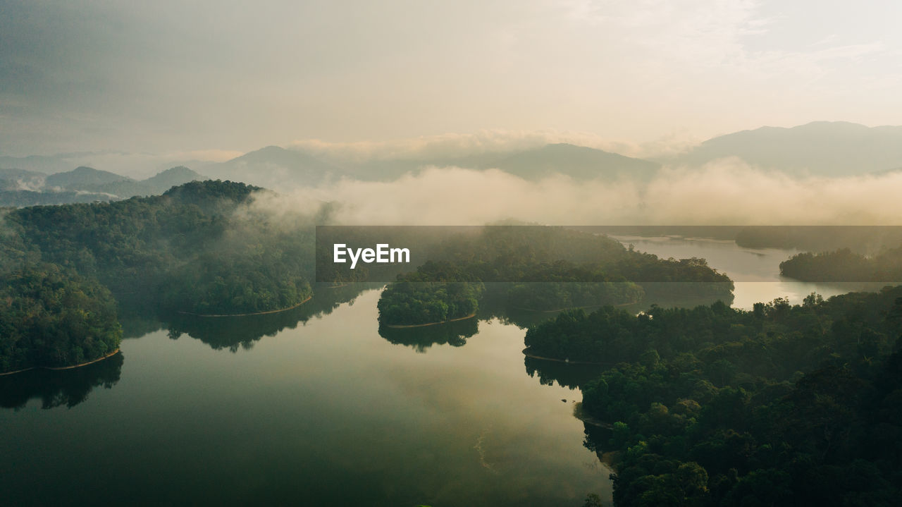 Scenic view of lake against sky