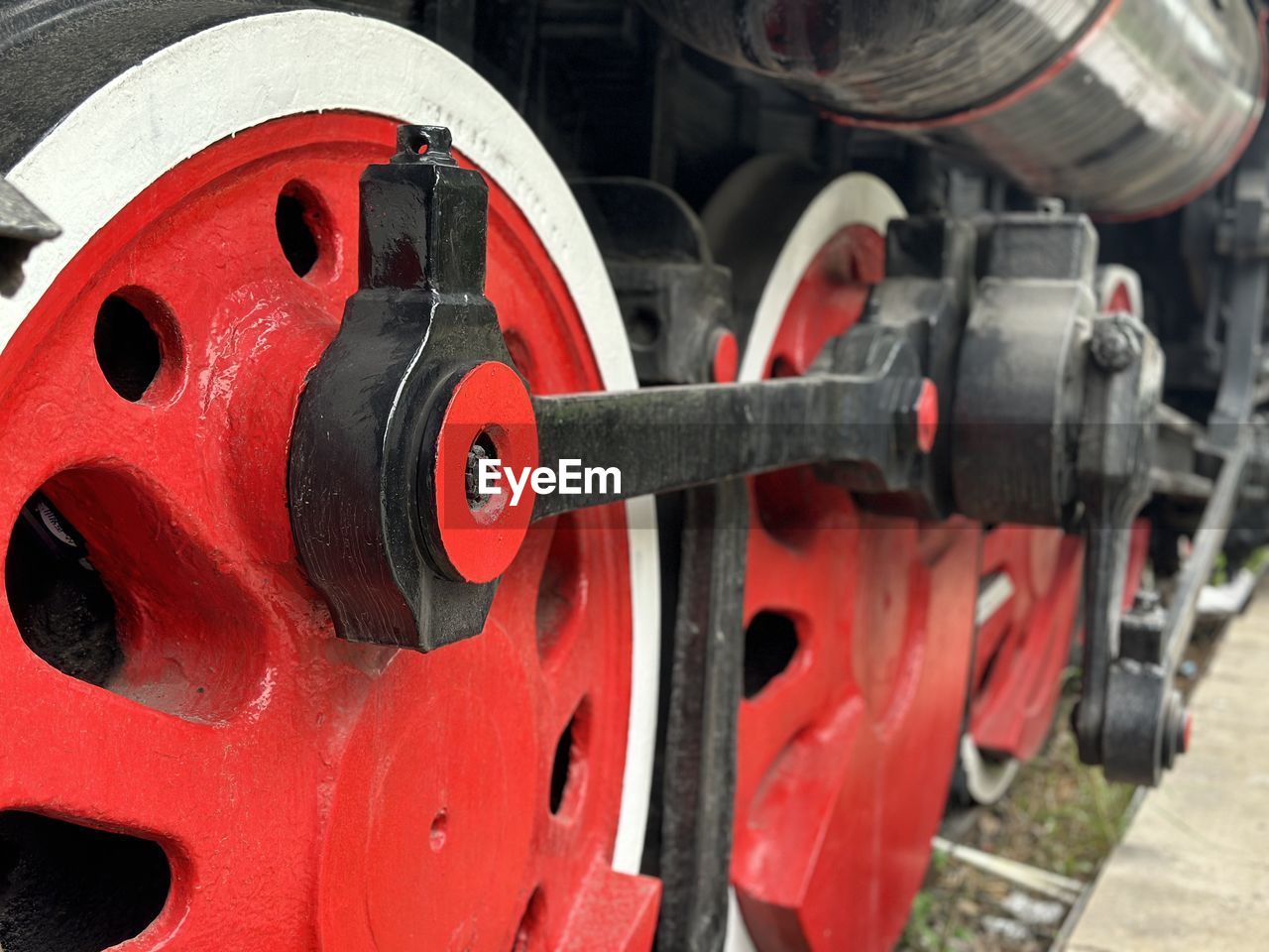 red, wheel, transportation, metal, mode of transportation, train, engine, close-up, industry, vehicle, no people, machinery, machine part, auto part, day, steam engine