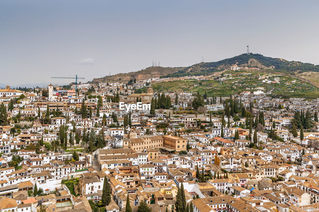 View of granada city from alcazaba fortress, spain