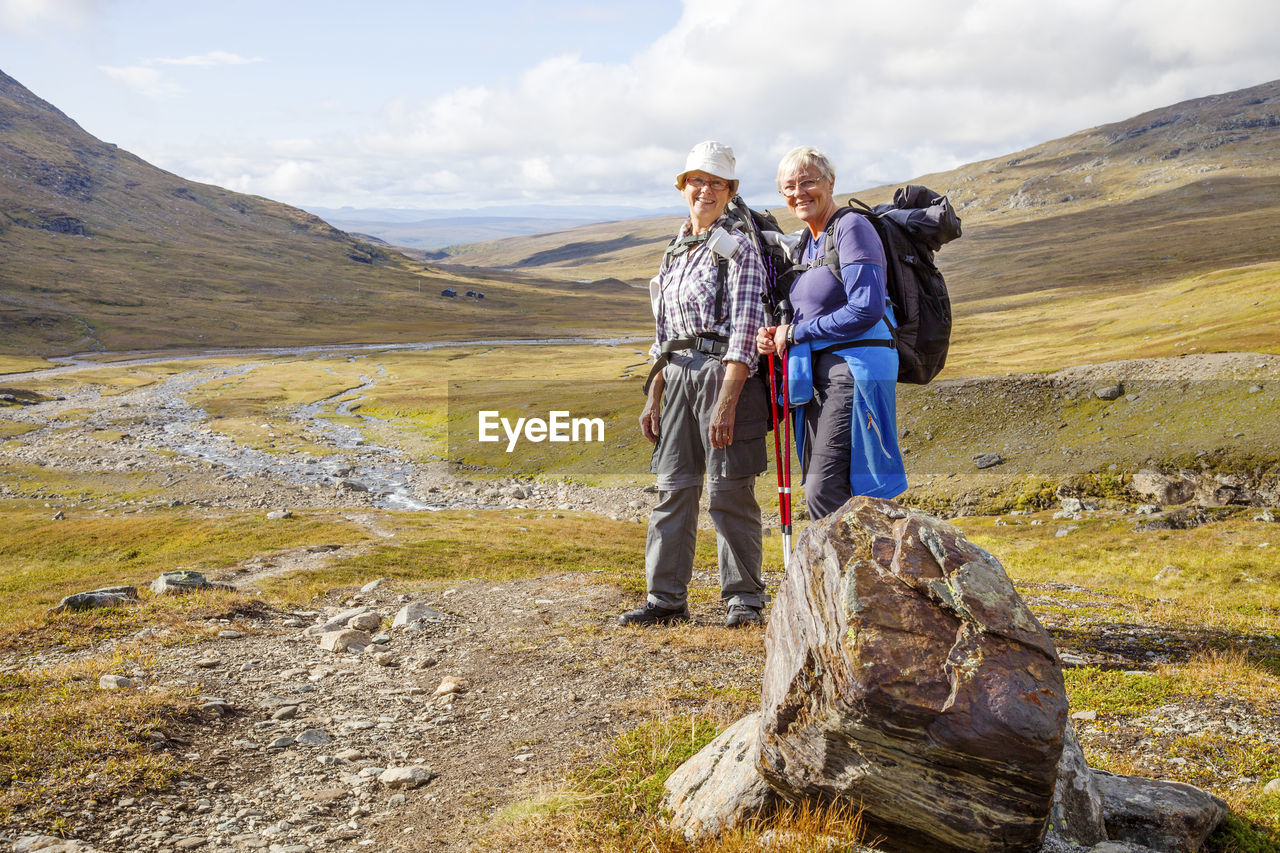 Senior women hiking