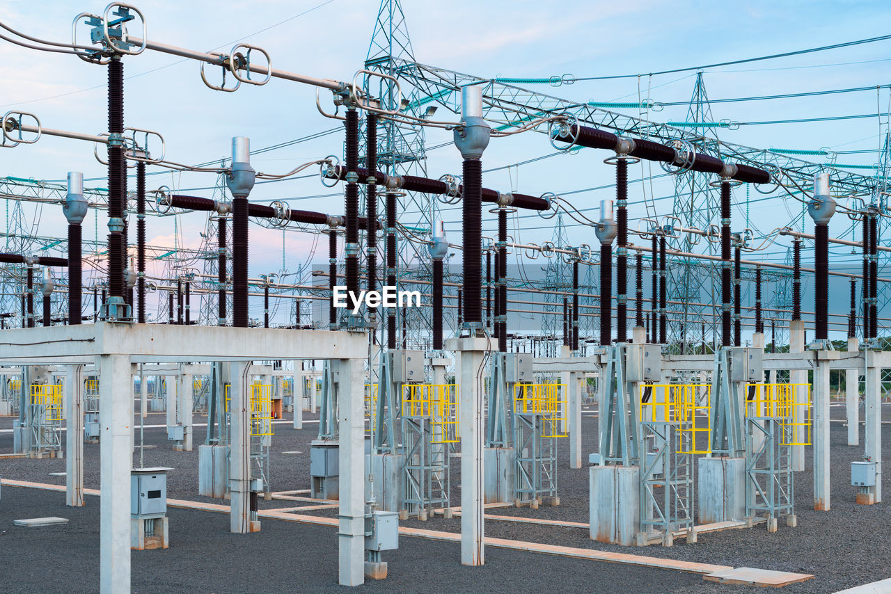 Electric substation in paraguay at dusk