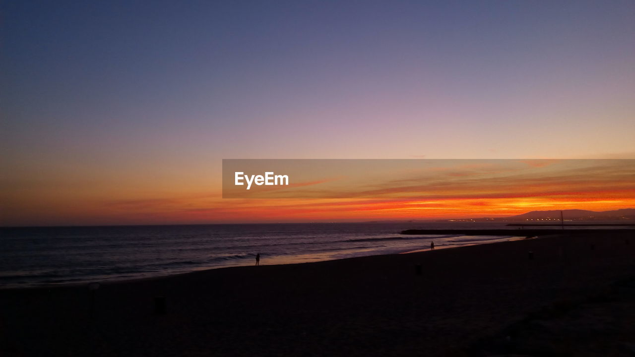 Scenic view of sea at sunset