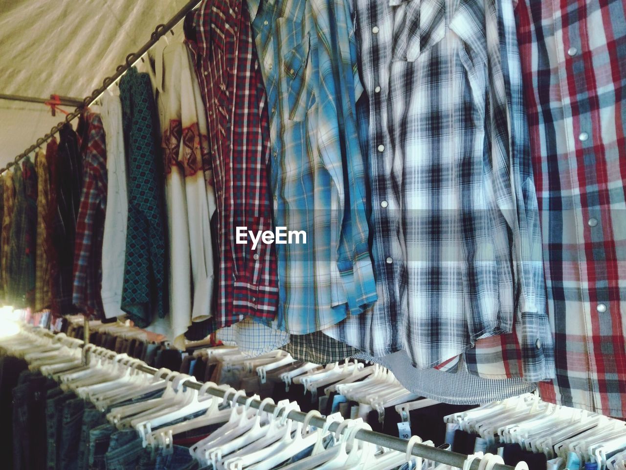 Clothes hanging in store