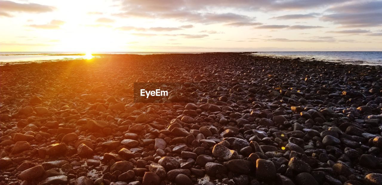 SCENIC VIEW OF BEACH DURING SUNSET