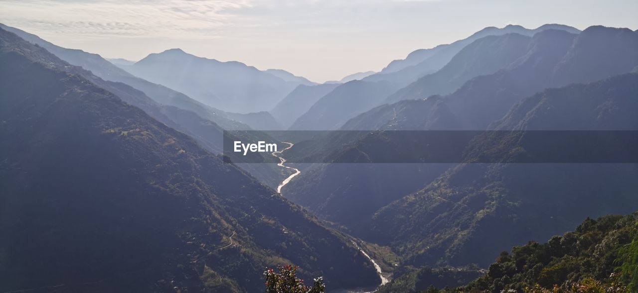 Scenic view of mountains against sky