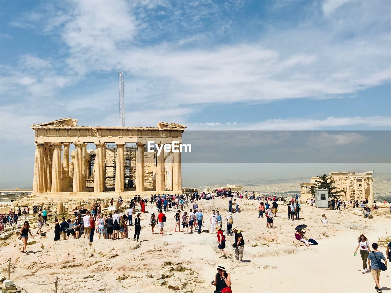 Tourist at historical building against sky