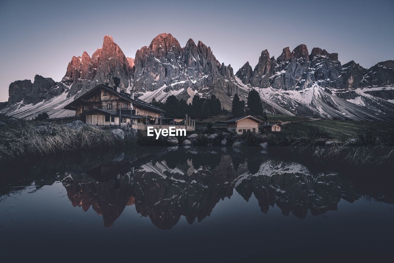 REFLECTION OF MOUNTAIN RANGE IN LAKE