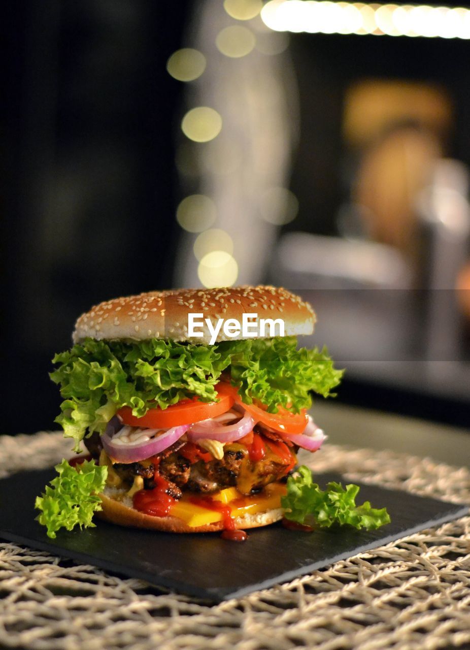 Close-up of burger