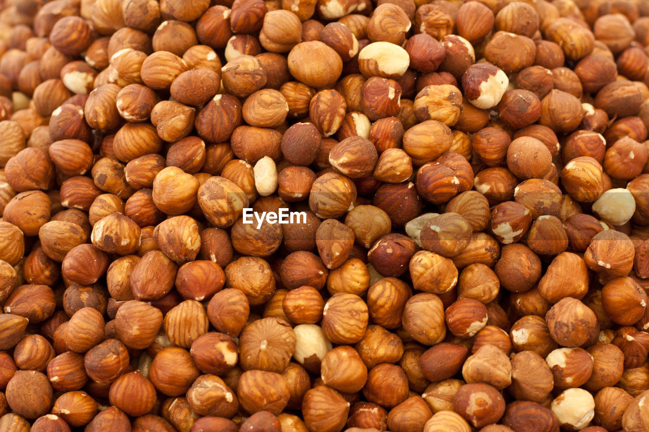 Full frame shot of hazelnuts at market stall