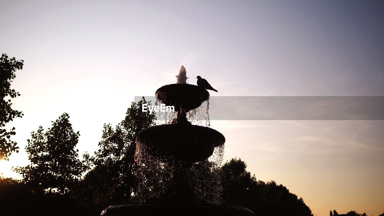 LOW ANGLE VIEW OF SILHOUETTE BIRD STATUE