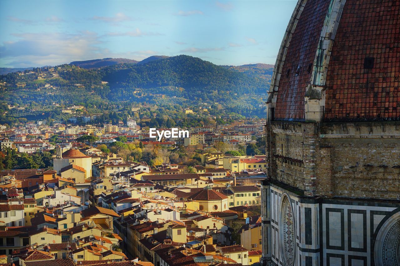 High angle view of townscape against sky