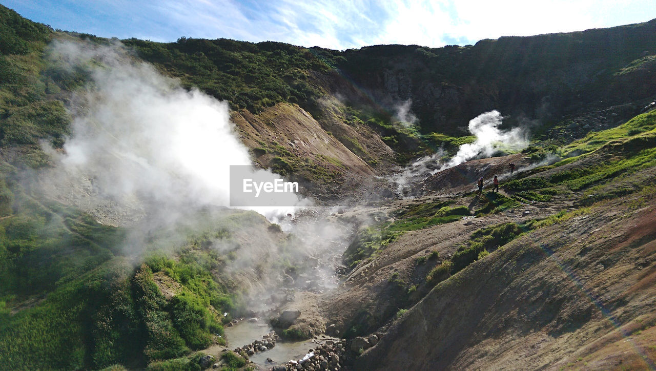 Steam from the geyser