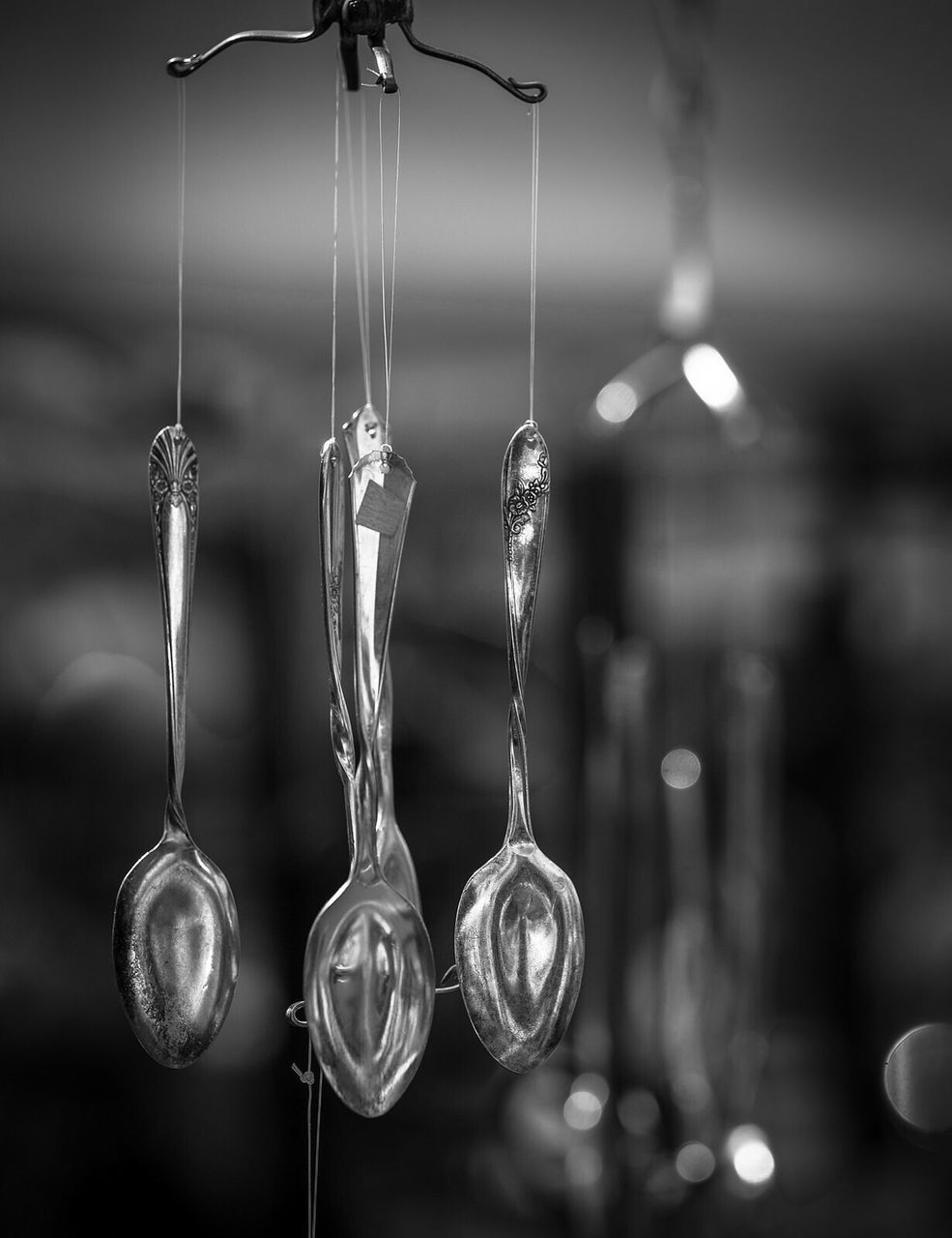 Close-up of silver spoons