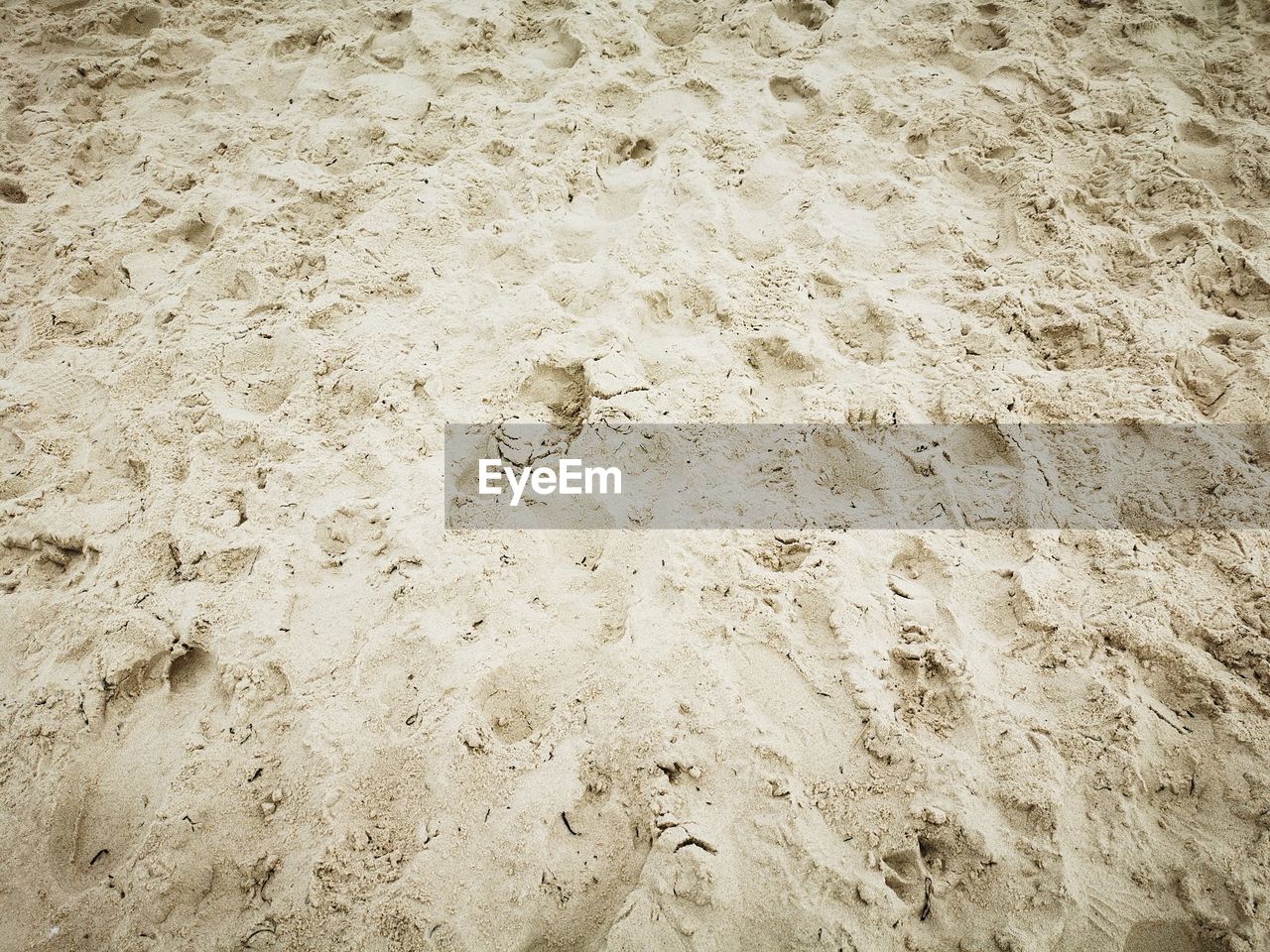 HIGH ANGLE VIEW OF FOOTPRINTS ON BEACH