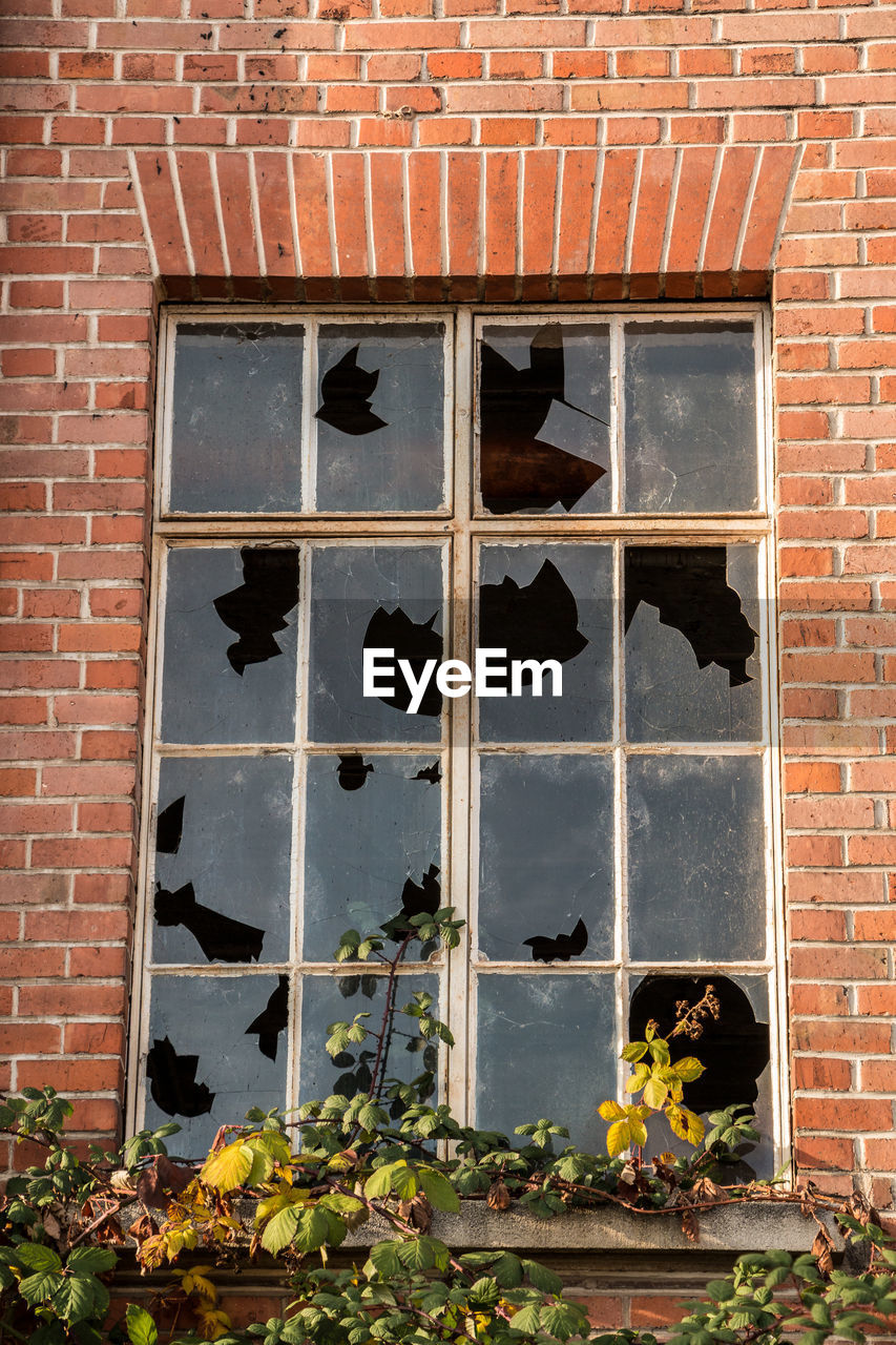 LOW ANGLE VIEW OF WINDOW ON BUILDING WALL