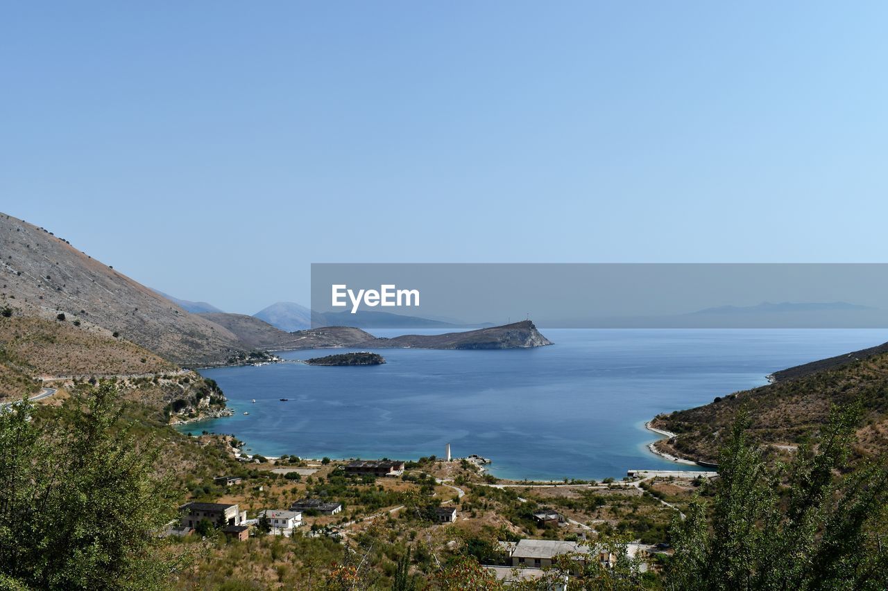 Scenic view of porto palermo against clear sky