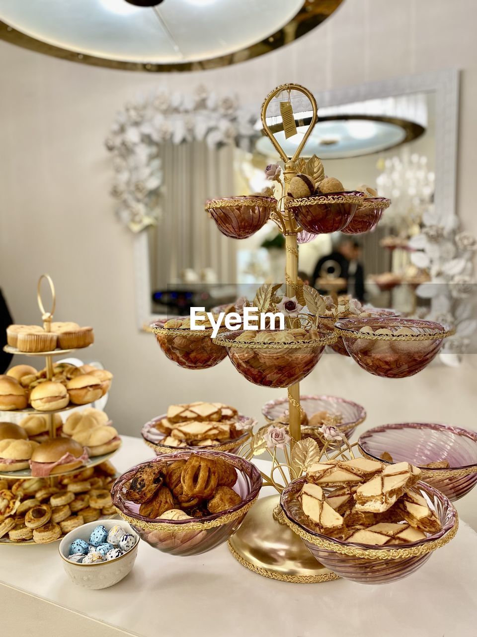 wealth, indoors, luxury, gold, no people, food and drink, celebration, decoration, meal, food, large group of objects, abundance, tradition, table, still life, holiday, elegance